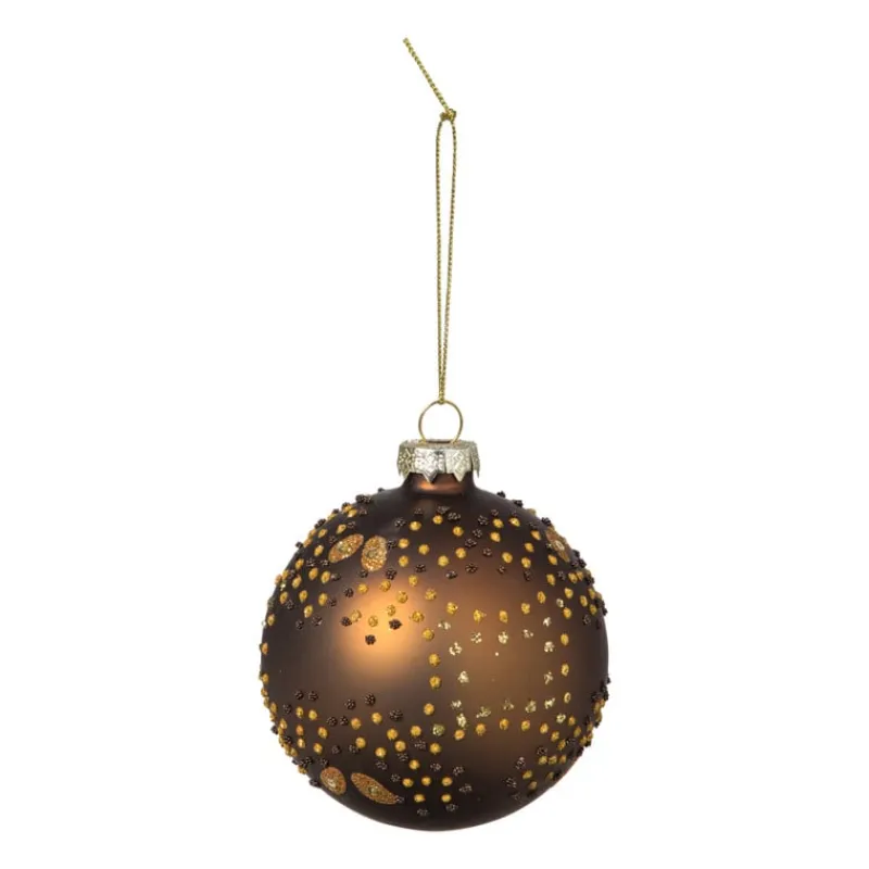 Xenos Kerstballen-Kerstbal mat - donkerbruin