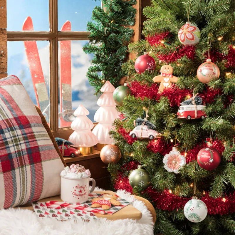 Xenos Kerstballen-Kerstbal merry christmas - roze - ⌀8 cm