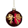 Xenos Kerstballen-Kerstbal met strik - bordeaux rood