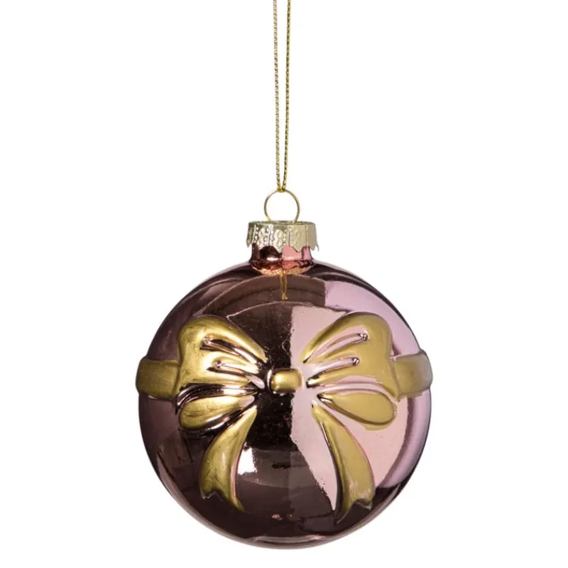 Xenos Kerstballen-Kerstbal met strik - roze