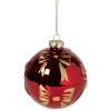 Xenos Kerstballen-Kerstbal met strikjes - bordeaux rood
