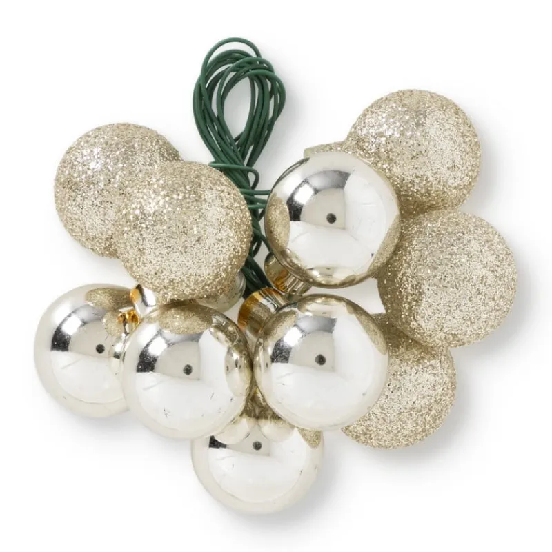 Xenos Kerstballen-Kerstbal op steker - goudkleurig/zilver