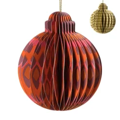 Xenos Kersthangers|Kerstballen-Kerstbal papier clashing colours rond - diverse varianten - ø7x9.5 cm