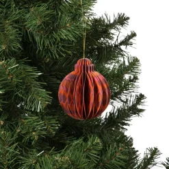 Xenos Kersthangers|Kerstballen-Kerstbal papier clashing colours rond - diverse varianten - ø7x9.5 cm