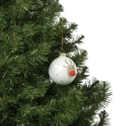 Xenos Kerstballen-Kerstbal rendier - wit