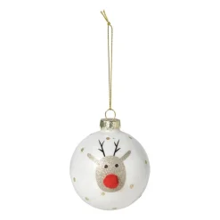 Xenos Kerstballen-Kerstbal rendier - wit