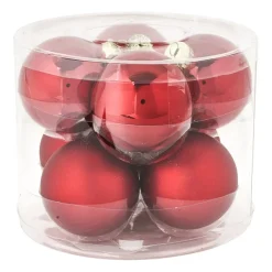 Xenos Kerstballen-Kerstbal rood - glas - set van 8
