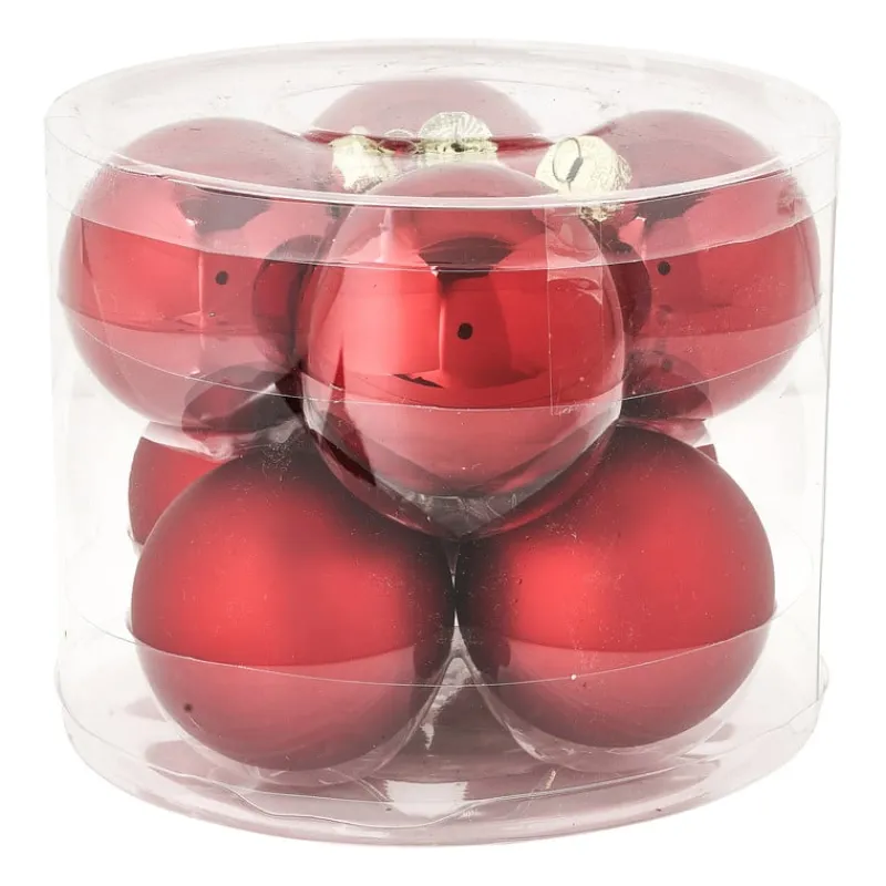 Xenos Kerstballen-Kerstbal rood - glas - set van 8