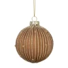 Xenos Kerstballen-Kerstbal strepen en stippen - bruin