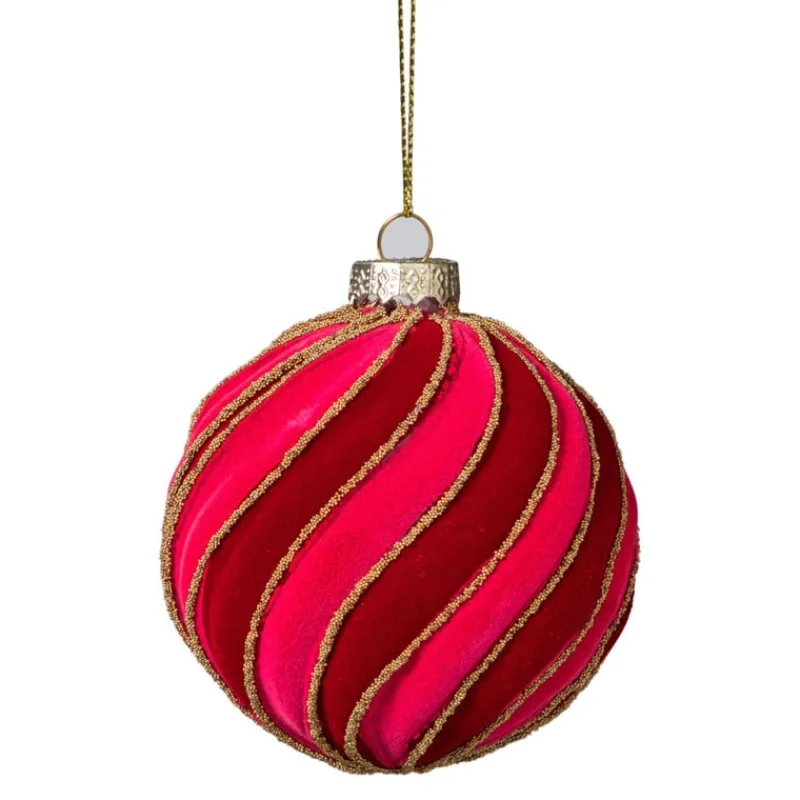 Xenos Kerstballen-Kerstbal swirl velvet - paars/roze