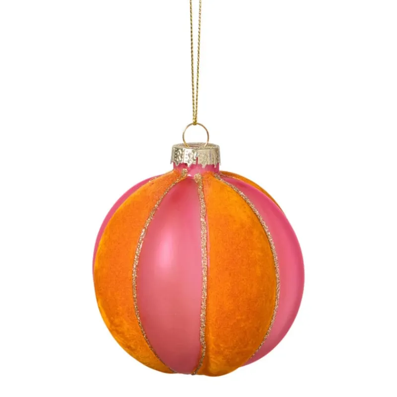 Xenos Kerstballen-Kerstbal twist - roze/oranje