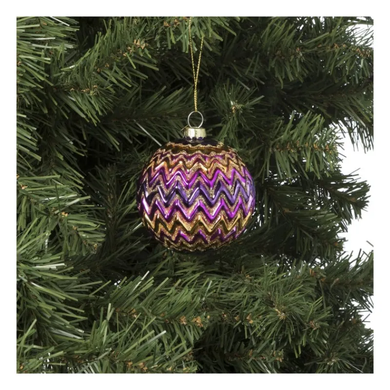 Xenos Kerstballen-Kerstbal zigzag - diverse kleuren - ø8x8 cm