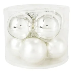 Xenos Kerstballen-Kerstbal zilver - glas - set van 8