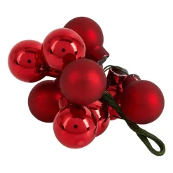 Xenos Kerstballen-Kerstballetjes op draad - rood - diverse varianten - ø2 cm
