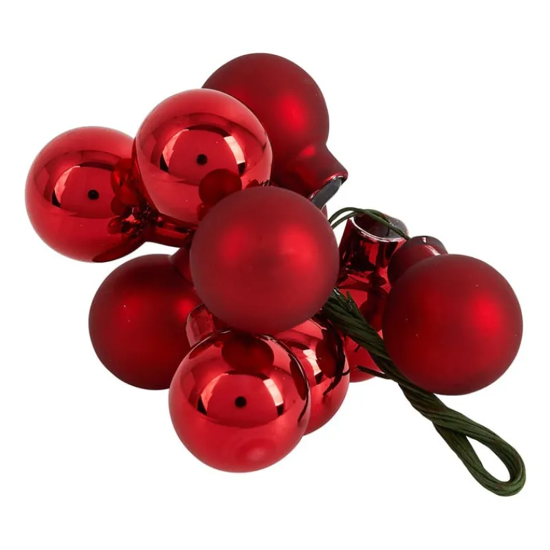 Xenos Kerstballen-Kerstballetjes op draad - rood - diverse varianten - ø2 cm