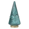 Xenos Kleine Kerstbomen|Kerstfiguren-Kerstboom beeldje glas - groen - ø10.5x22.6 cm