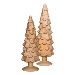 Xenos Kleine Kerstbomen|Kerstfiguren-Kerstboom beeldje groot - goud - ø8x30 cm