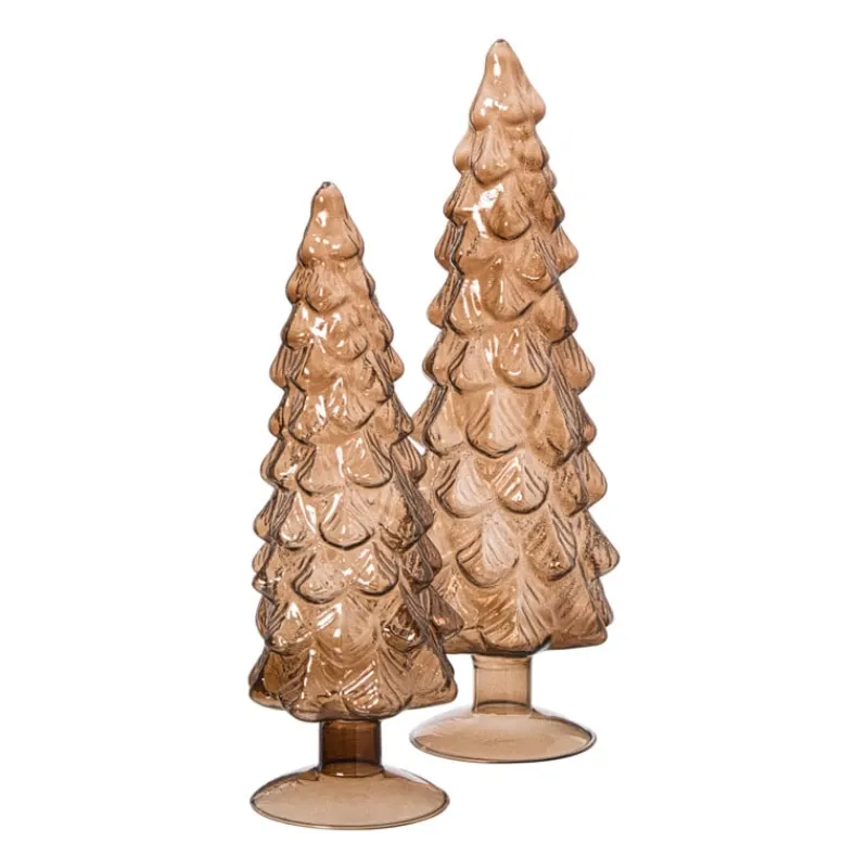 Xenos Kleine Kerstbomen|Kerstfiguren-Kerstboom beeldje groot - bruin - ø8x30 cm