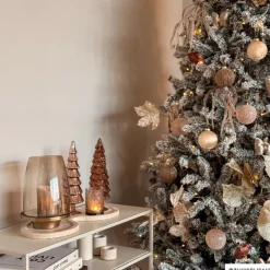 Xenos Kleine Kerstbomen|Kerstfiguren-Kerstboom beeldje groot - bruin - ø8x30 cm