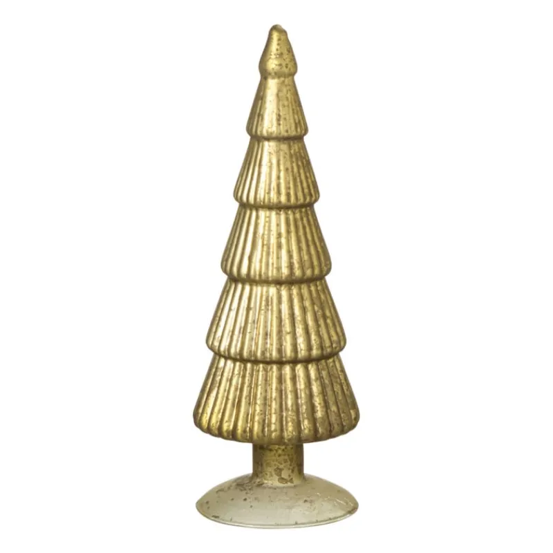 Xenos Kleine Kerstbomen|Kerstfiguren-Kerstboom beeldje klein - olijfgroen - ø8x24.5 cm
