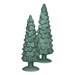 Xenos Kleine Kerstbomen|Kerstfiguren-Kerstboom beeldje klein - groen - ø8x24.5 cm