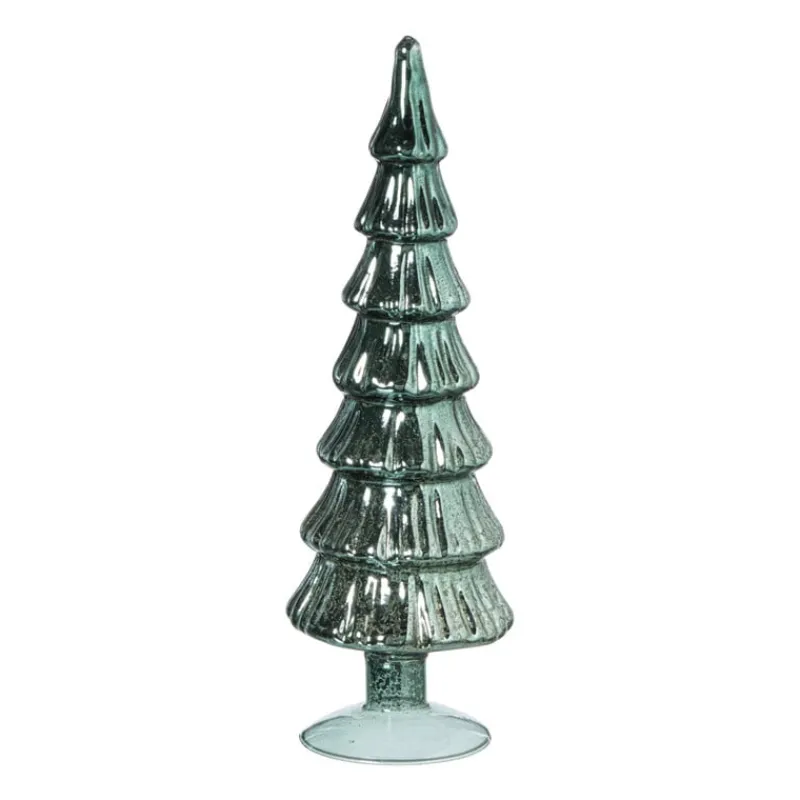 Xenos Kleine Kerstbomen|Kerstfiguren-Kerstboom beeldje shiny groot - groen - ø8x30 cm