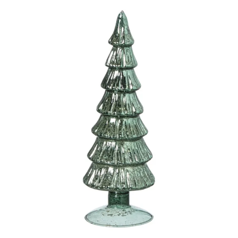Xenos Kleine Kerstbomen|Kerstfiguren-Kerstboom beeldje shiny klein - groen - ø8x24.5 cm