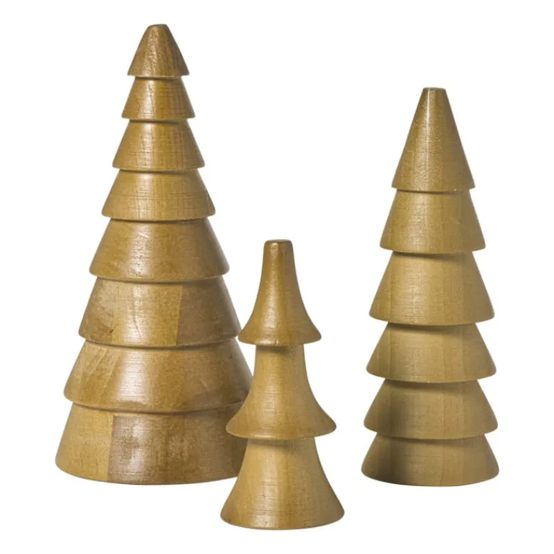 Xenos Kerstfiguren-Kerstboom hout - bruin - ø4.5x10 cm