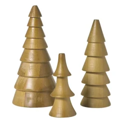 Xenos Kerstfiguren-Kerstboom hout - bruin - ø5.5x15 cm