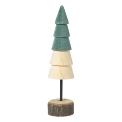 Xenos Kerstfiguren-Kerstboom hout - bruin/groen - ø5x19 cm