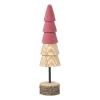 Xenos Kerstfiguren-Kerstboom hout - bruin/roze - ø5x19 cm