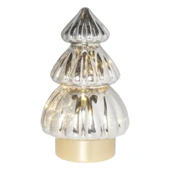 Xenos Kerstverlichting|Kleine Kerstbomen-Kerstboom lamp - grijs - 13.5x13.5x20 cm