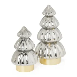 Xenos Kerstverlichting|Kleine Kerstbomen-Kerstboom lamp - grijs - 13.5x13.5x20 cm