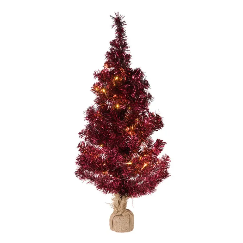 Xenos Kleine Kerstbomen-Kerstboom LED - rood - 90 cm