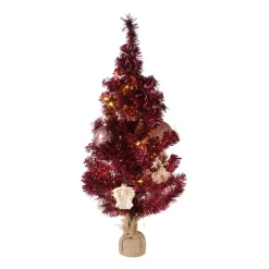 Xenos Kleine Kerstbomen-Kerstboom LED - rood - 90 cm
