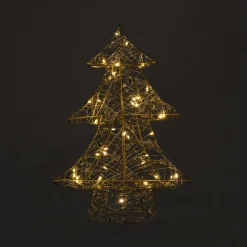 Xenos Kerstverlichting|Kleine Kerstbomen-Kerstboom met LED lampjes - goudkleurig - 40 cm