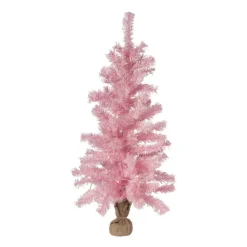 Xenos Kleine Kerstbomen-Kerstboom roze - LED - 90 cm