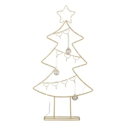 Xenos Kerstverlichting|Kleine Kerstbomen-Kerstboom standaard met LED licht - goud - 68 cm