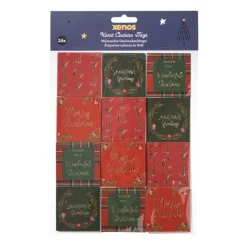 Xenos Kerst Inpakken-Kerstcadeau tags - rood/groen - set van 24