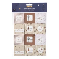 Xenos Kerst Inpakken-Kerstcadeau tags - roze - set van 24