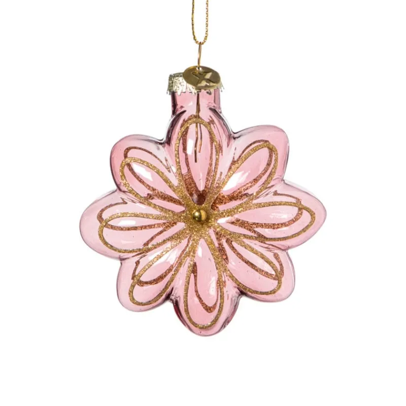 Xenos Kersthangers|Kerstballen-Kersthanger bloem - paars - 8.5x8x3.4 cm