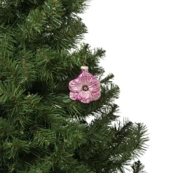 Xenos Kersthangers|Kerstballen-Kersthanger bloem - roze - 7.8x6.8x3 cm