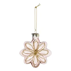 Xenos Kersthangers|Kerstballen-Kersthanger bloem - roze - 8.5x8x3.4 cm