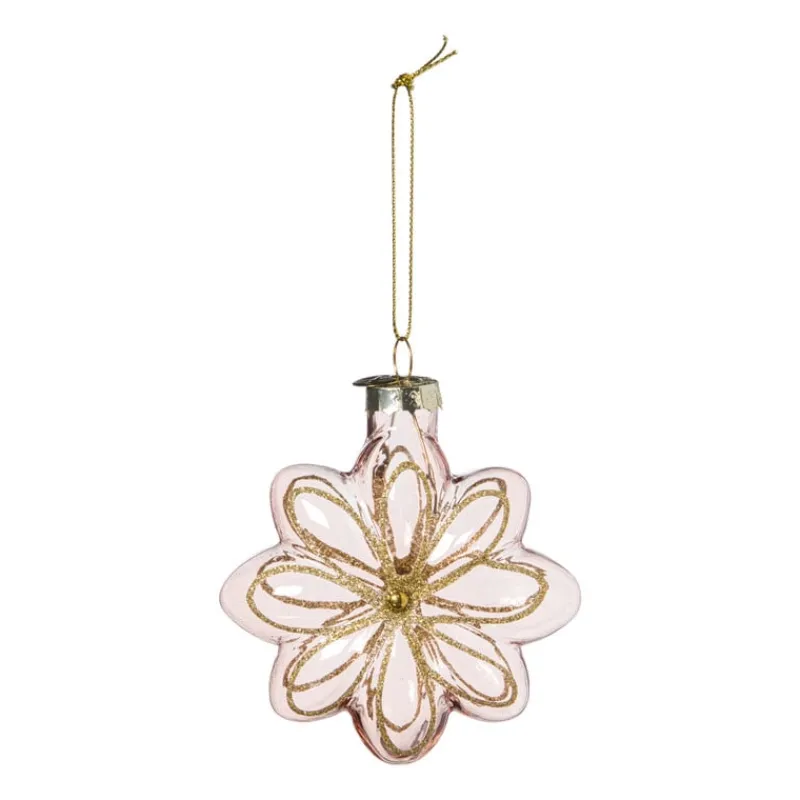 Xenos Kersthangers|Kerstballen-Kersthanger bloem - roze - 8.5x8x3.4 cm