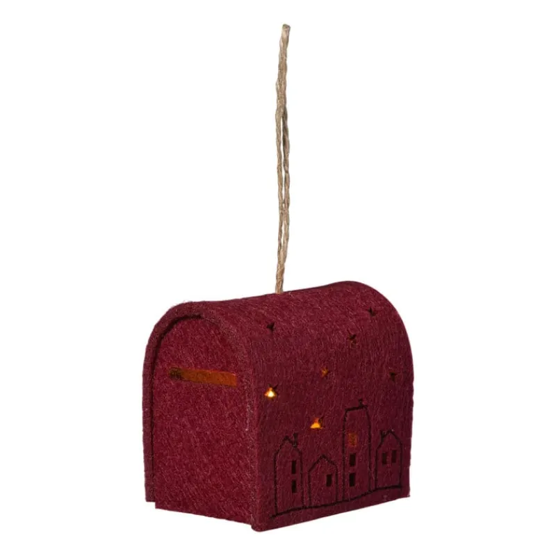 Xenos Kerstverlichting|Kersthangers-Kersthanger brievenbus - roze - 6.5x6x4.5 cm