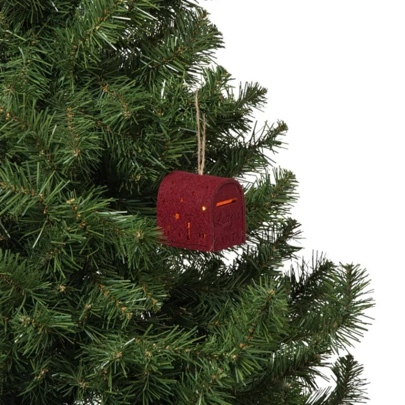Xenos Kerstverlichting|Kersthangers-Kersthanger brievenbus - roze - 6.5x6x4.5 cm