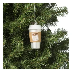 Xenos Kerstcadeaus|Kersthangers-Kersthanger coffee to go - glas - ø5x10 cm