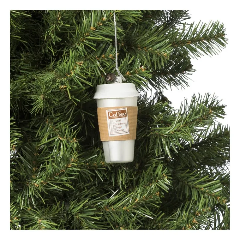 Xenos Kerstcadeaus|Kersthangers-Kersthanger coffee to go - glas - ø5x10 cm