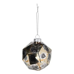 Xenos Kersthangers|Kerstballen-Kersthanger diamant - zwart/goudkleurig - ø8 cm