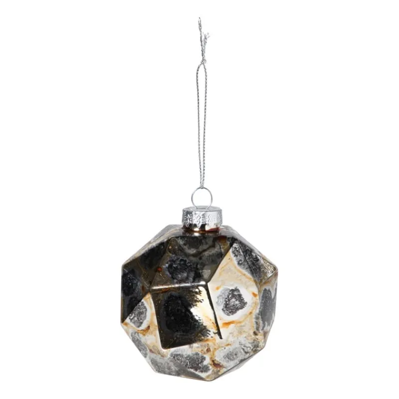 Xenos Kersthangers|Kerstballen-Kersthanger diamant - zwart/goudkleurig - ø8 cm